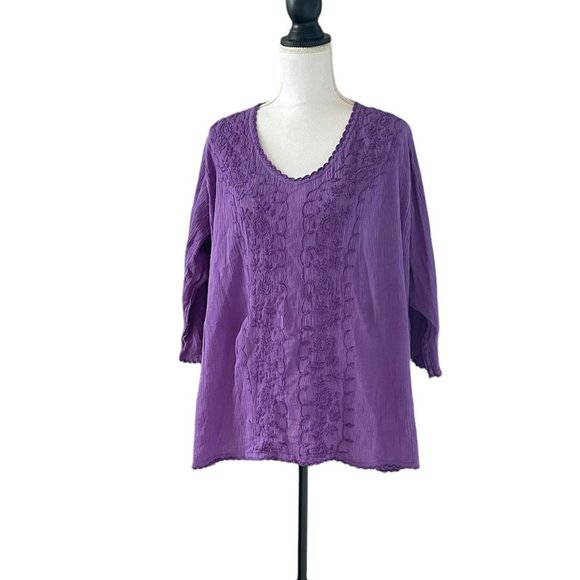 Women's Top, Color - Purple, Beautiful Embroidery on front side - Picture 1 of 6